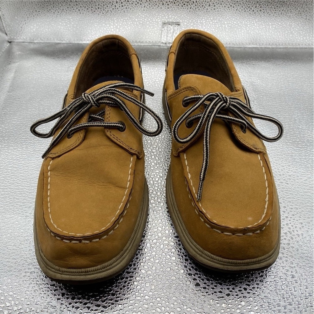 Sperry Top-Sider Intrepid Boys Boat Shoe Brown Leather‎ Lace Up Non-Slip Size 5M